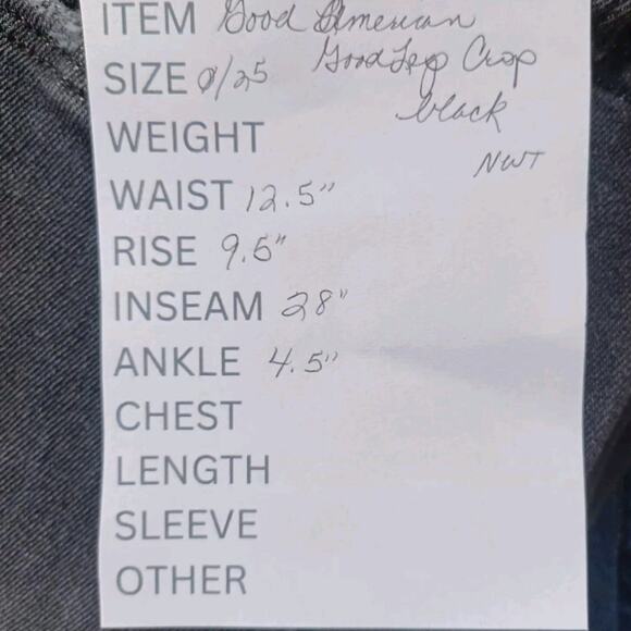 Good American GOOD LEGS CROP Jeans Size 0/25 Black Stretch Denim Raw Hem NEW - Picture 10 of 10